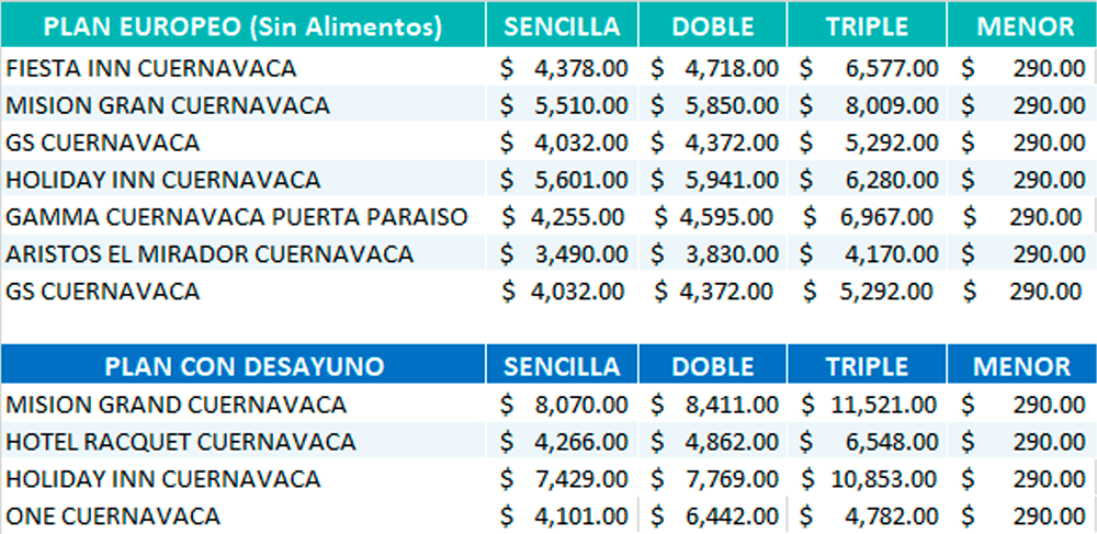 Cuernavaca autobus y hotel